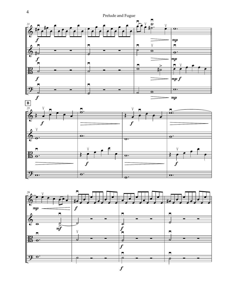 Prelude and Fugue BMV 558 String Quartet scores gallery preview page 4