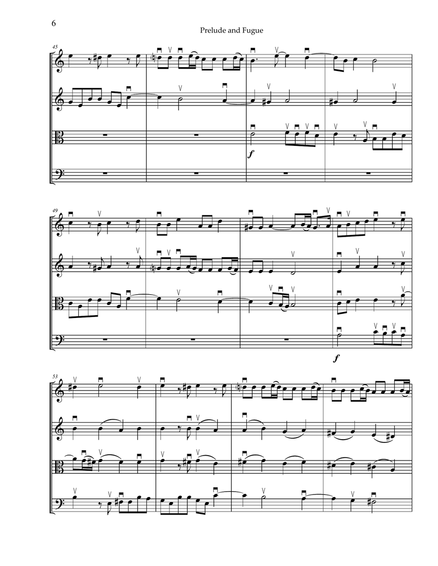 Prelude and Fugue BMV 558 String Quartet scores gallery preview page 6