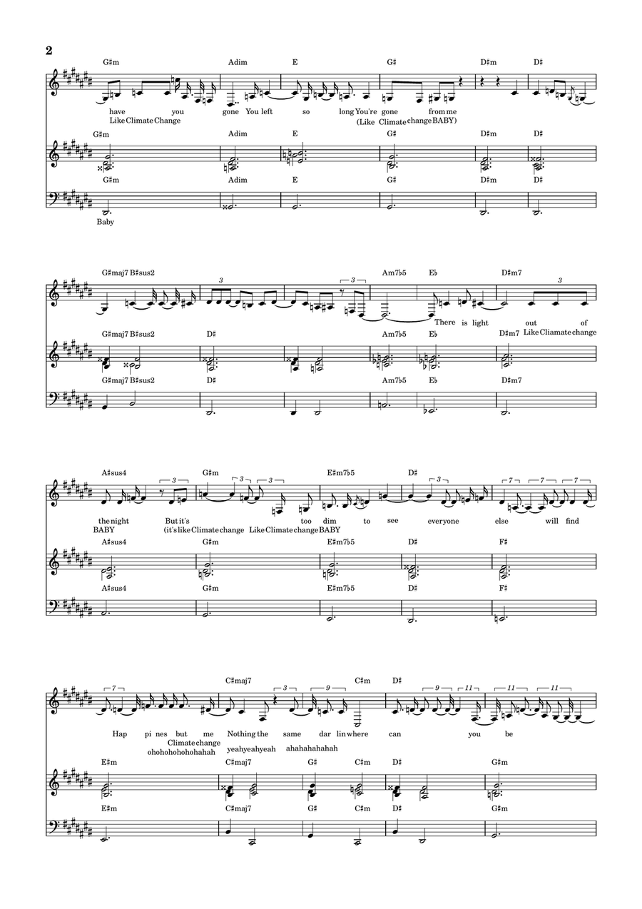 Climate Change Ain't Like Before Piano, Vocal scores gallery preview page 2