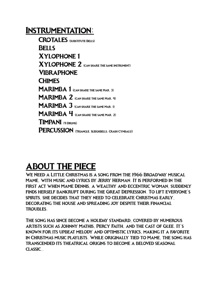 We Need A Little Christmas Percussion Ensemble scores gallery preview page 2