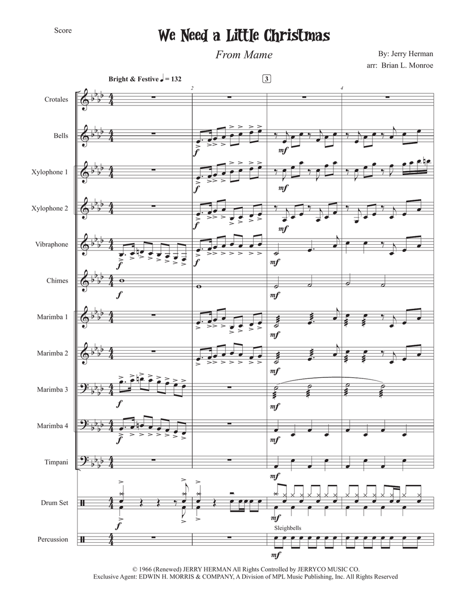 We Need A Little Christmas Percussion Ensemble scores gallery preview page 3