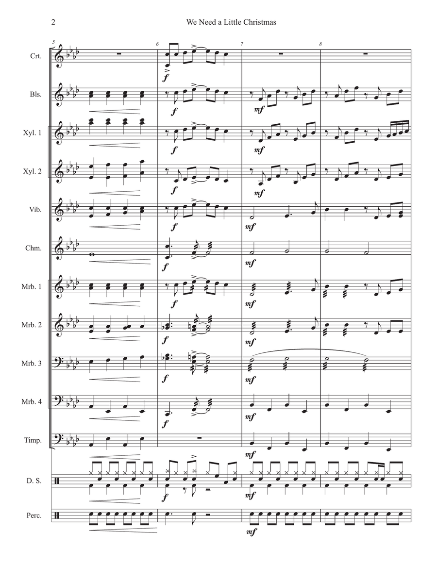 We Need A Little Christmas Percussion Ensemble scores gallery preview page 4
