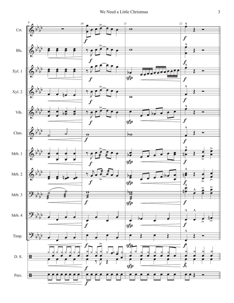 We Need A Little Christmas Percussion Ensemble scores gallery preview page 5