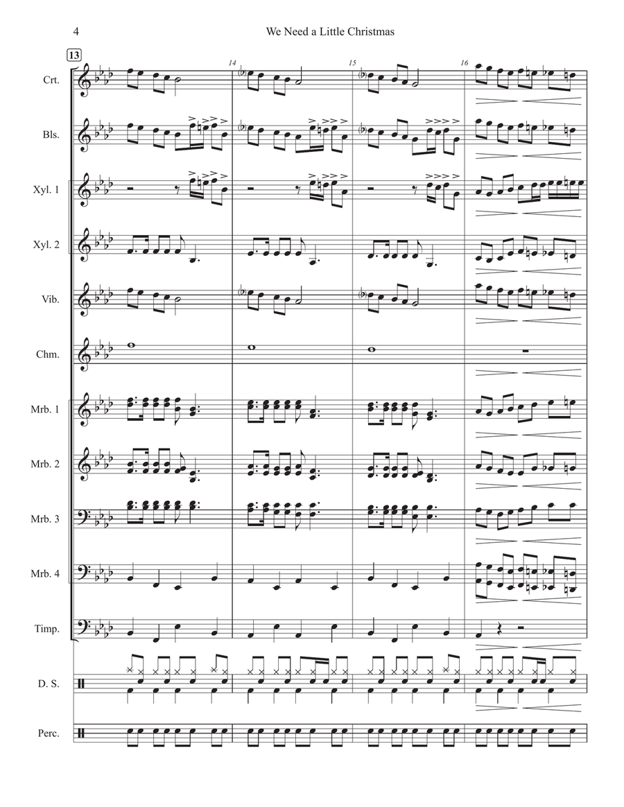 We Need A Little Christmas Percussion Ensemble scores gallery preview page 6