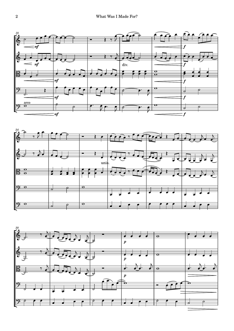 What Was I Made For? What Was I Made For? String Orchestra scores gallery preview page 2