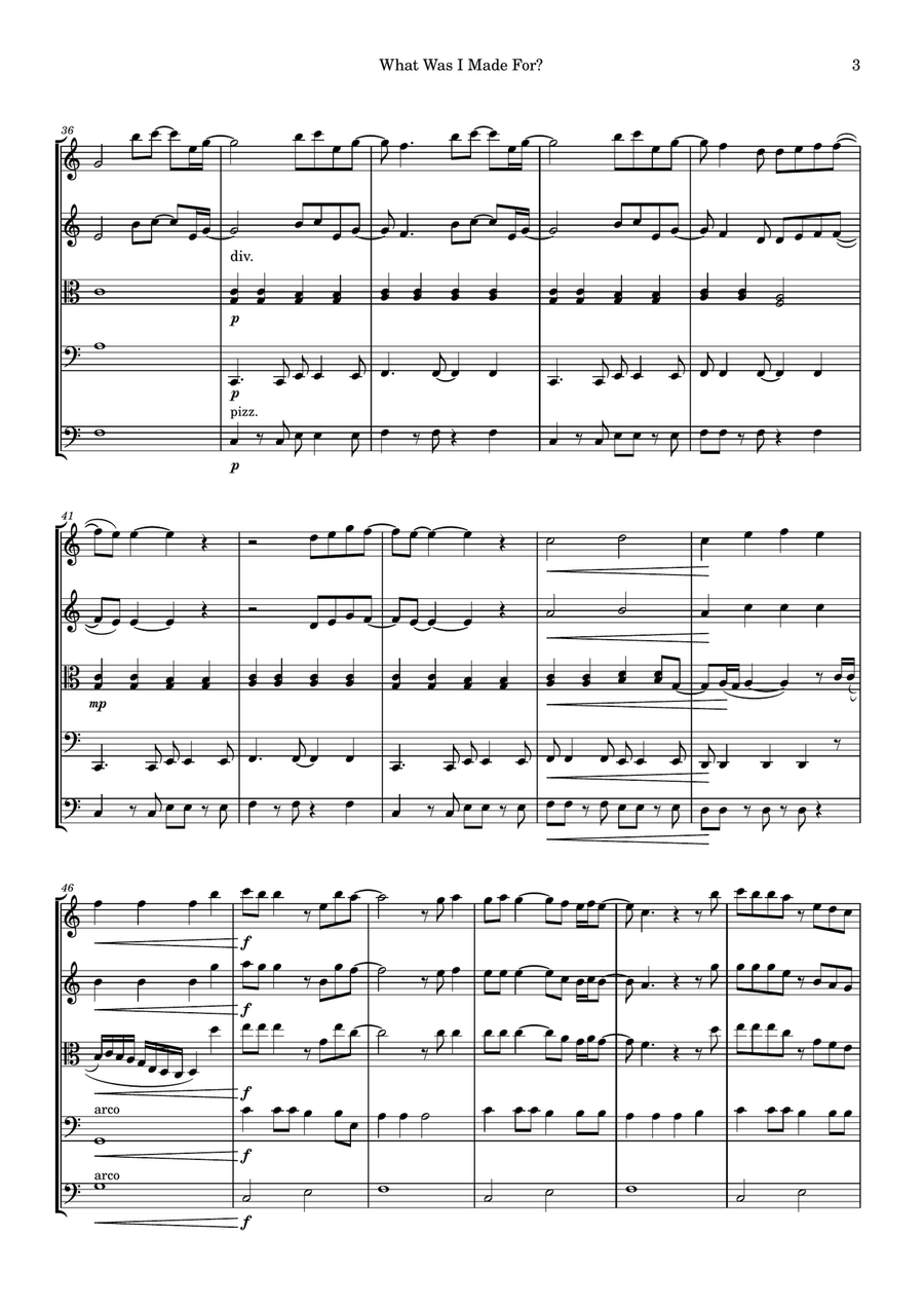 What Was I Made For? What Was I Made For? String Orchestra scores gallery preview page 3