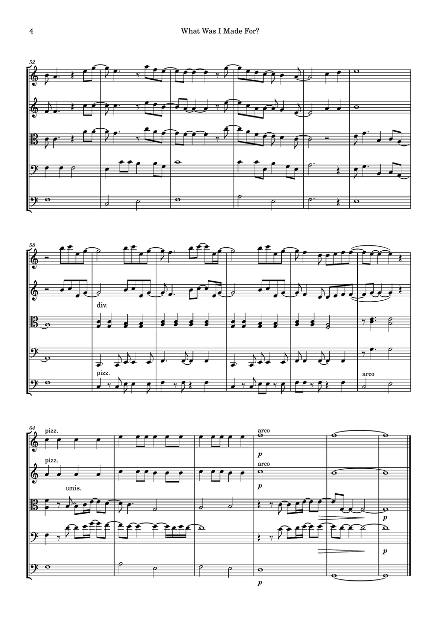 What Was I Made For? What Was I Made For? String Orchestra scores gallery preview page 4