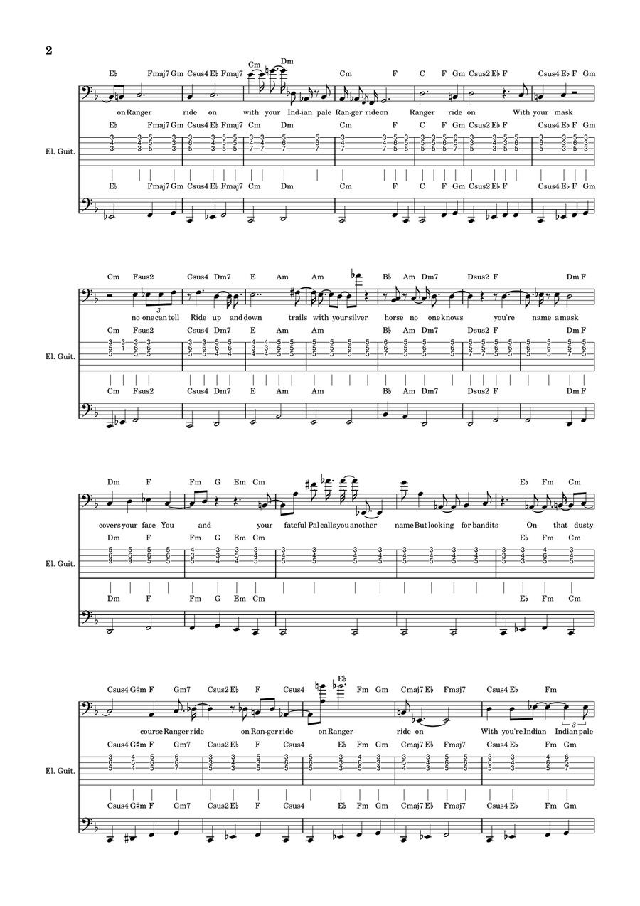 Lone Ranger Ride On Lone Ranger Ride On Electric Guitar scores gallery preview page 2