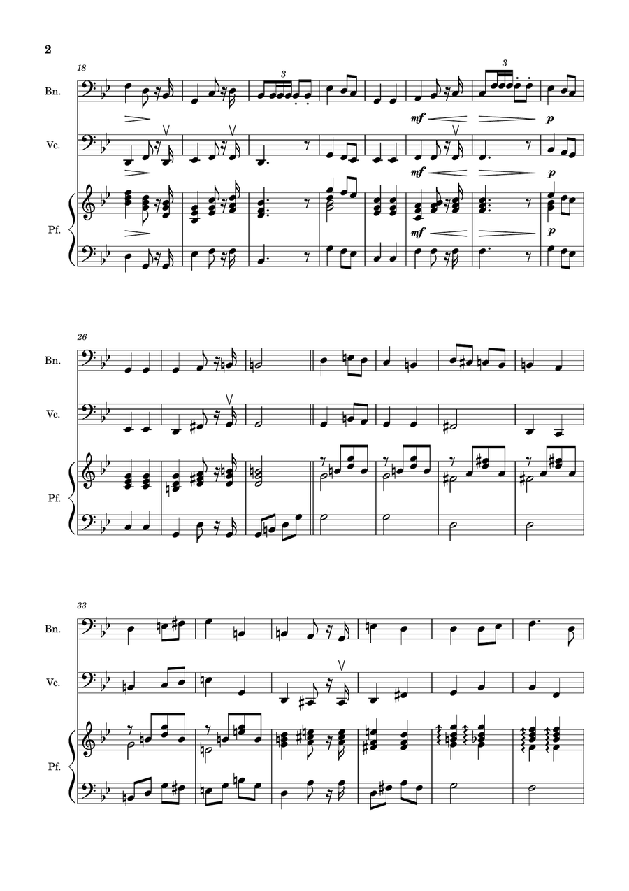 Bridal Chorus. R. Wagner - Bassoon, Cello and Piano. Score and Parts. Chamber Music scores gallery preview page 2