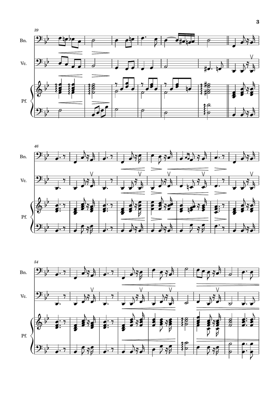Bridal Chorus. R. Wagner - Bassoon, Cello and Piano. Score and Parts. Chamber Music scores gallery preview page 3