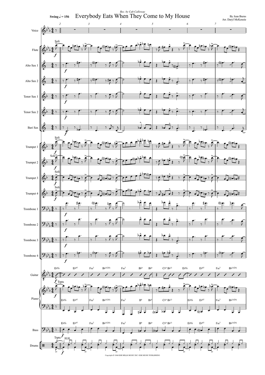 Everybody Eats When They Come To My House Jazz Ensemble scores gallery preview page 1