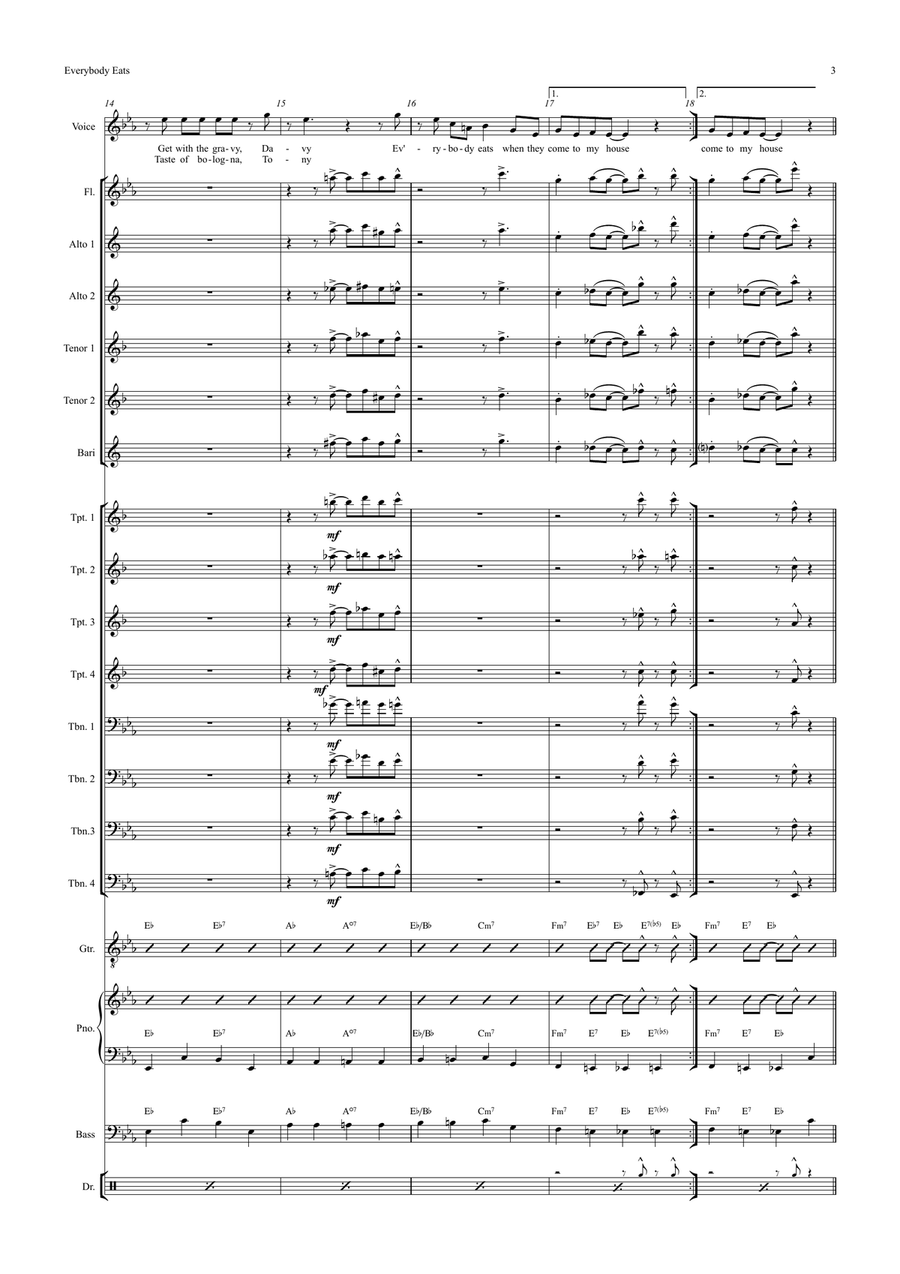 Everybody Eats When They Come To My House Jazz Ensemble scores gallery preview page 3