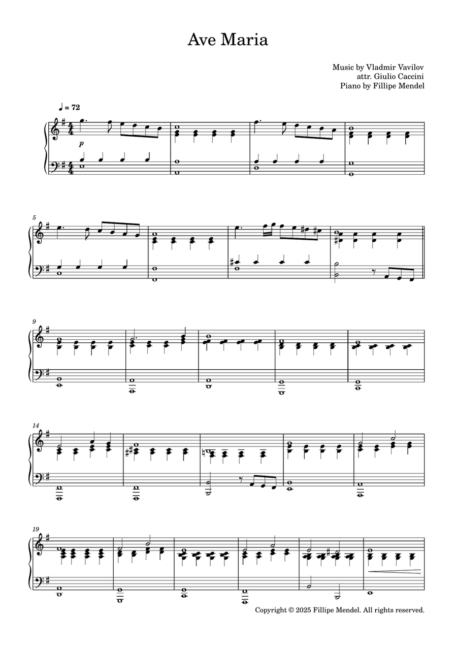 Caccini - Ave Maria (easy piano) Easy Piano scores gallery preview page 2