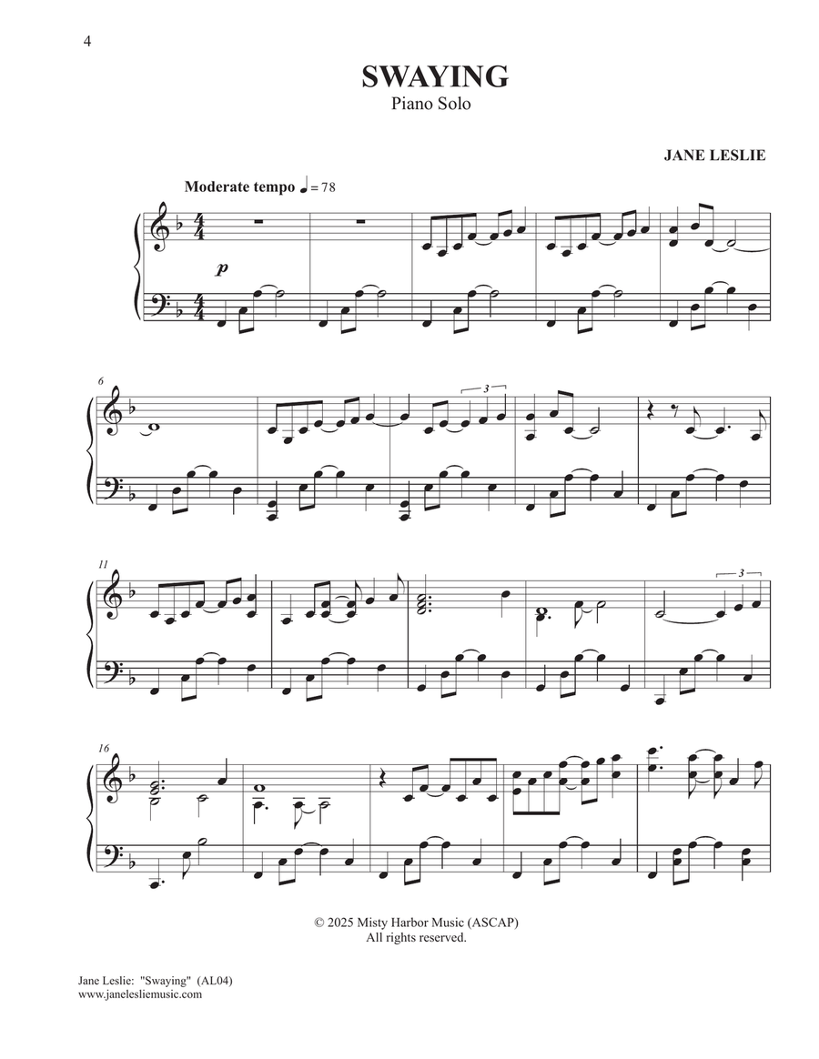 PORTRAITS AND MEMORIES - Piano Sheet Music Collection - by Jane Leslie Piano Solo scores gallery preview page 4