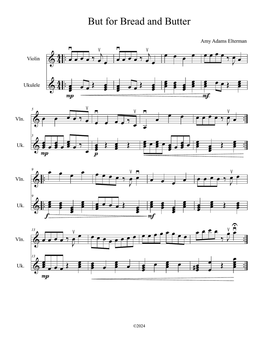 But For Bread and Butter But For Bread and Butter String Duet scores gallery preview page 1