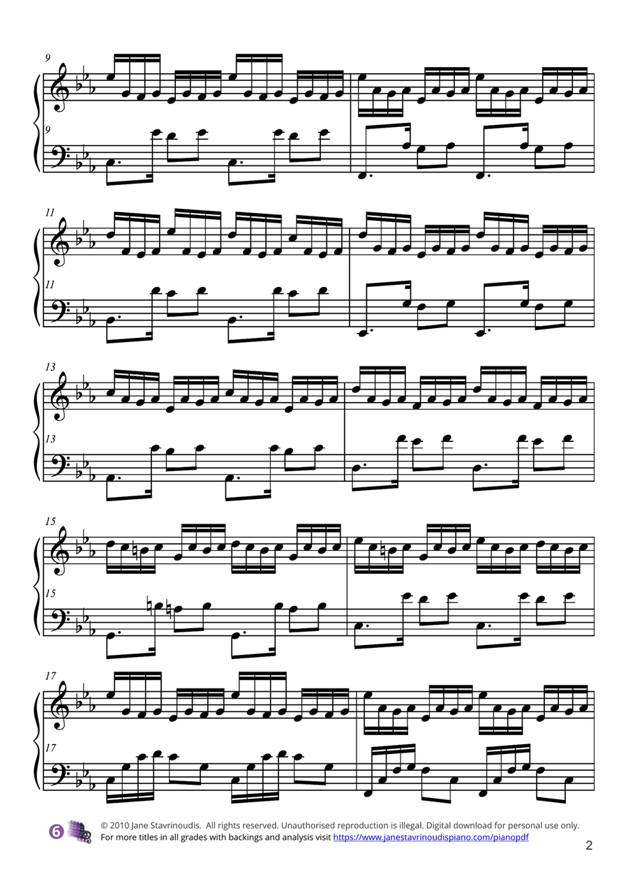 Prelude in C minor BWV 847 Piano Solo scores gallery preview page 2