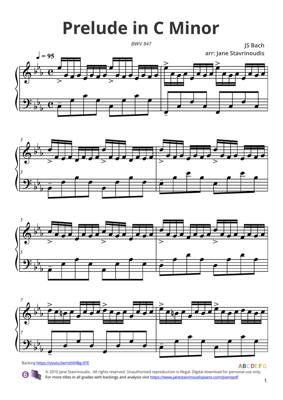 Prelude in C minor BWV 847 Piano Solo scores gallery preview page 5
