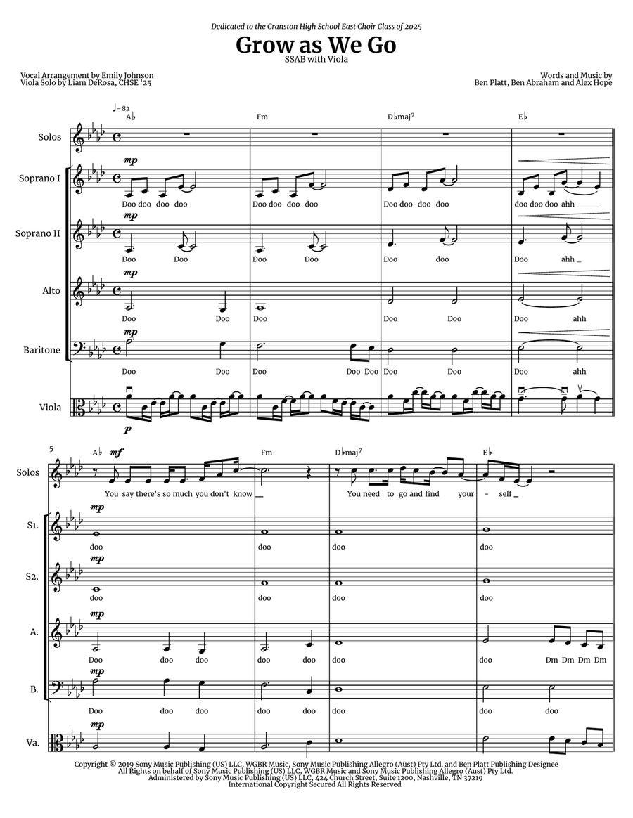 Grow As We Go Grow As We Go A Cappella scores gallery preview page 1