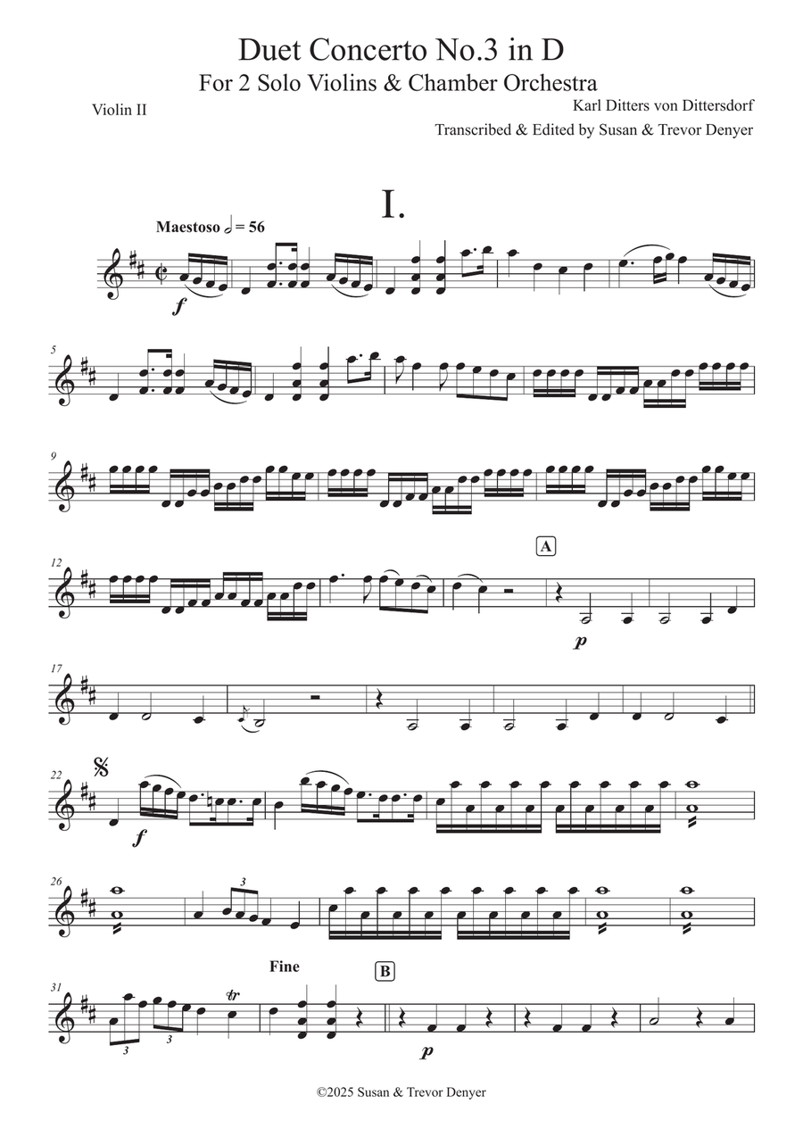 Duet Concerto No.3 in D for Two Violins & Chamber Orchestra Chamber Orchestra scores gallery preview page 2