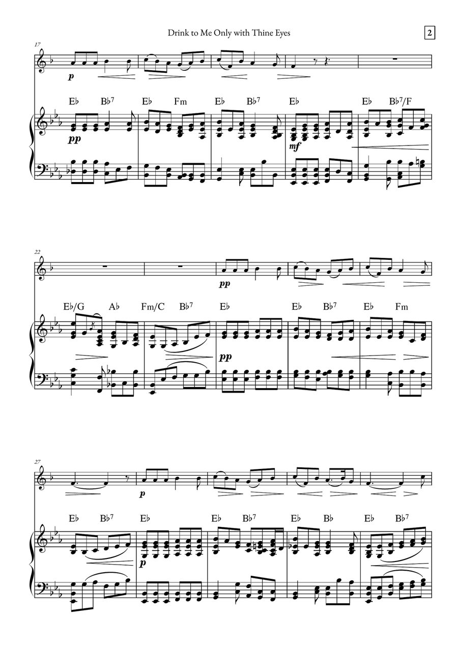 Drink to Me Only with Thine Eyes B-Flat Trumpet scores gallery preview page 2