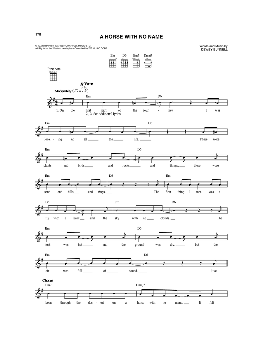 A Horse With No Name A Horse With No Name Mandolin scores gallery preview page 1