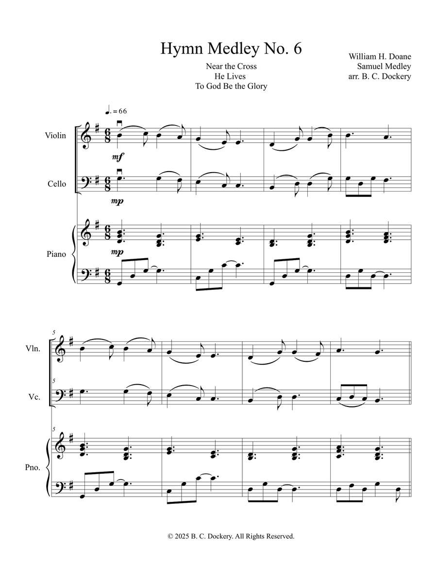 Hymn Medley No. 6 (Violin and Cello Duet with Piano Accompaniment) Piano Trio scores gallery preview page 1