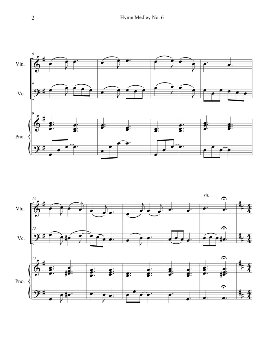 Hymn Medley No. 6 (Violin and Cello Duet with Piano Accompaniment) Piano Trio scores gallery preview page 2