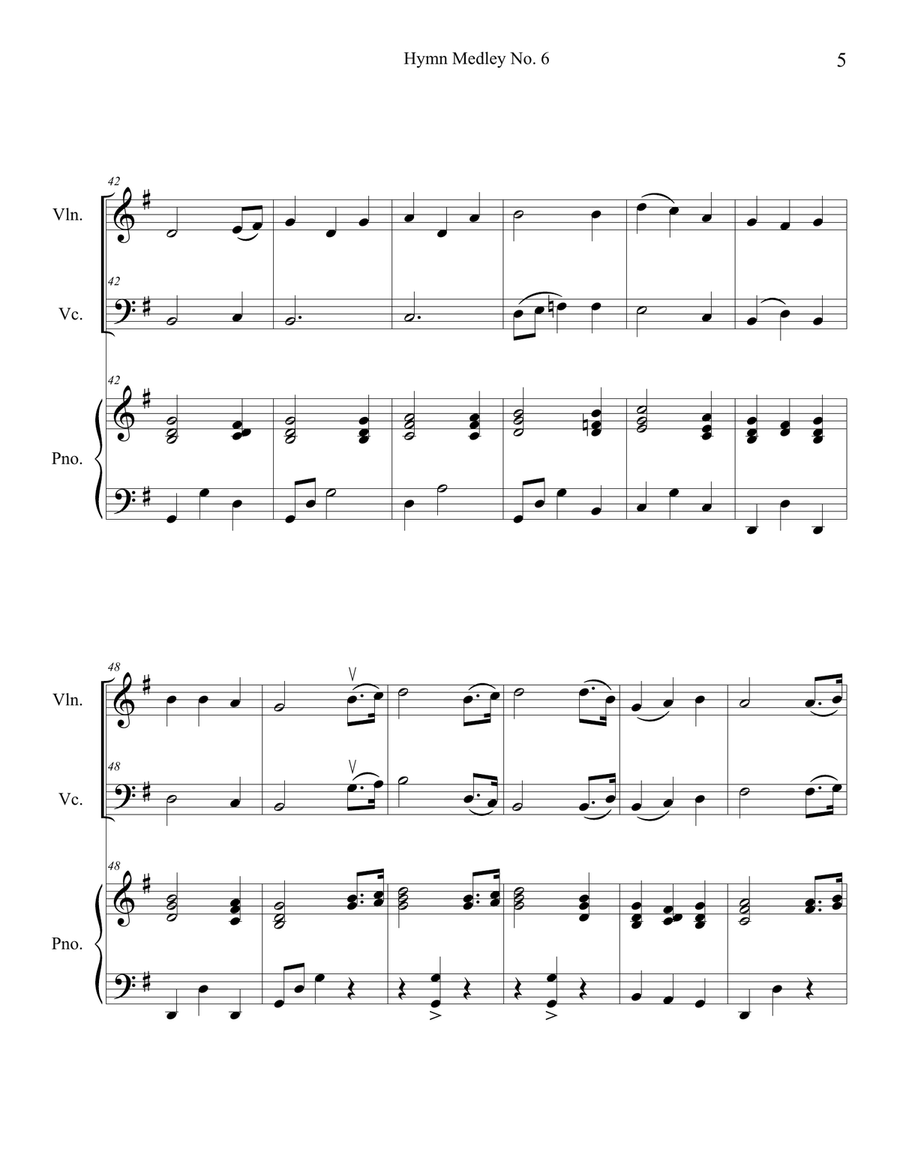 Hymn Medley No. 6 (Violin and Cello Duet with Piano Accompaniment) Piano Trio scores gallery preview page 5