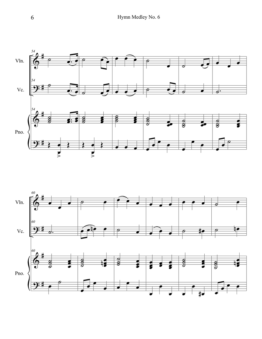 Hymn Medley No. 6 (Violin and Cello Duet with Piano Accompaniment) Piano Trio scores gallery preview page 6