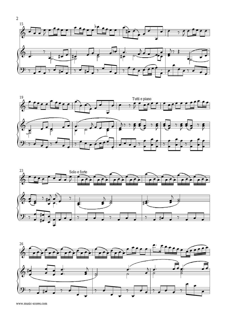 Vivaldi: 1st Movement of Violin Concerto in A minor: Op.3, No.6: Violin and Piano Violin Solo scores gallery preview page 2