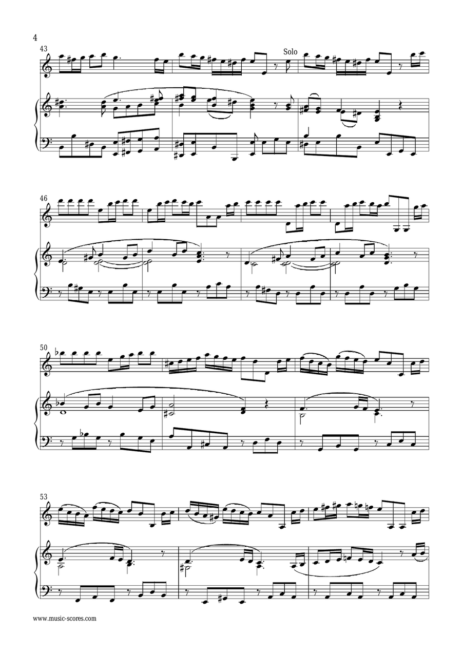 Vivaldi: 1st Movement of Violin Concerto in A minor: Op.3, No.6: Violin and Piano Violin Solo scores gallery preview page 4