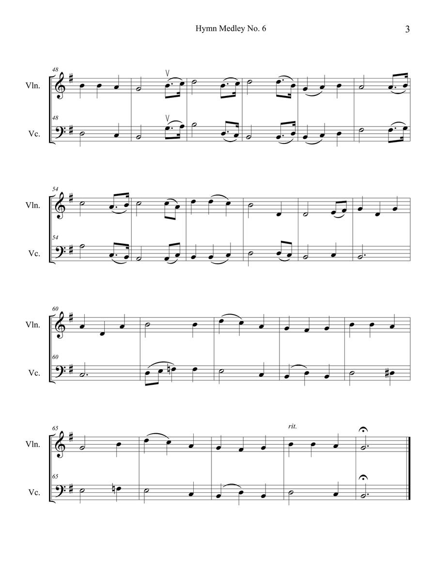 Hymn Medley No. 6 (Violin and Cello Duet) String Duet scores gallery preview page 3