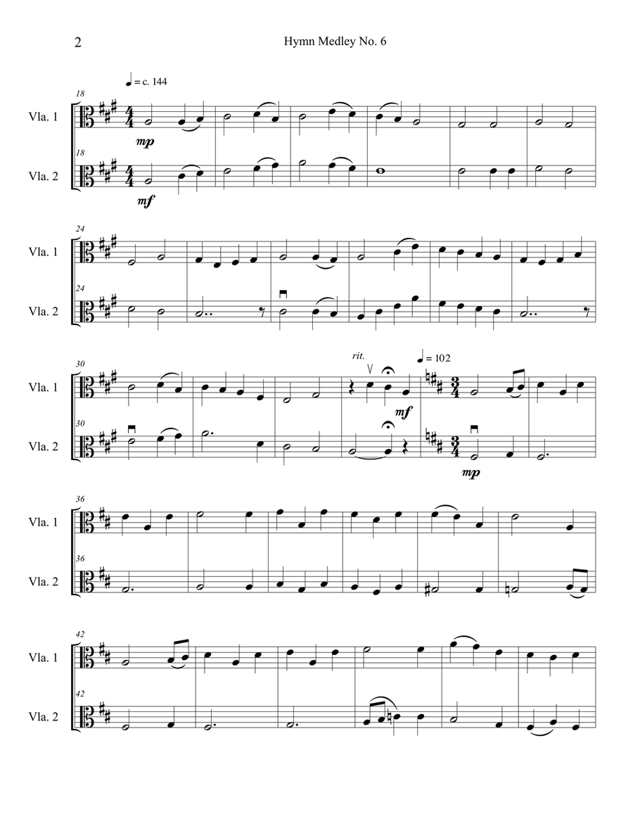 Hymn Medley No. 6 (Viola Duet) String Duet scores gallery preview page 2
