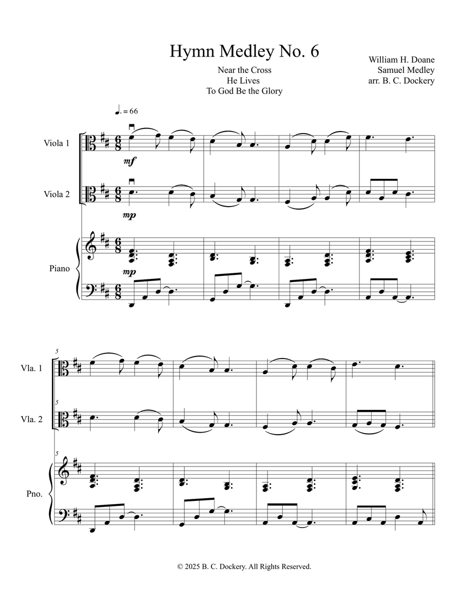 Hymn Medley No. 6 (Viola Duet with Piano Accompaniment) String Duet scores gallery preview page 1