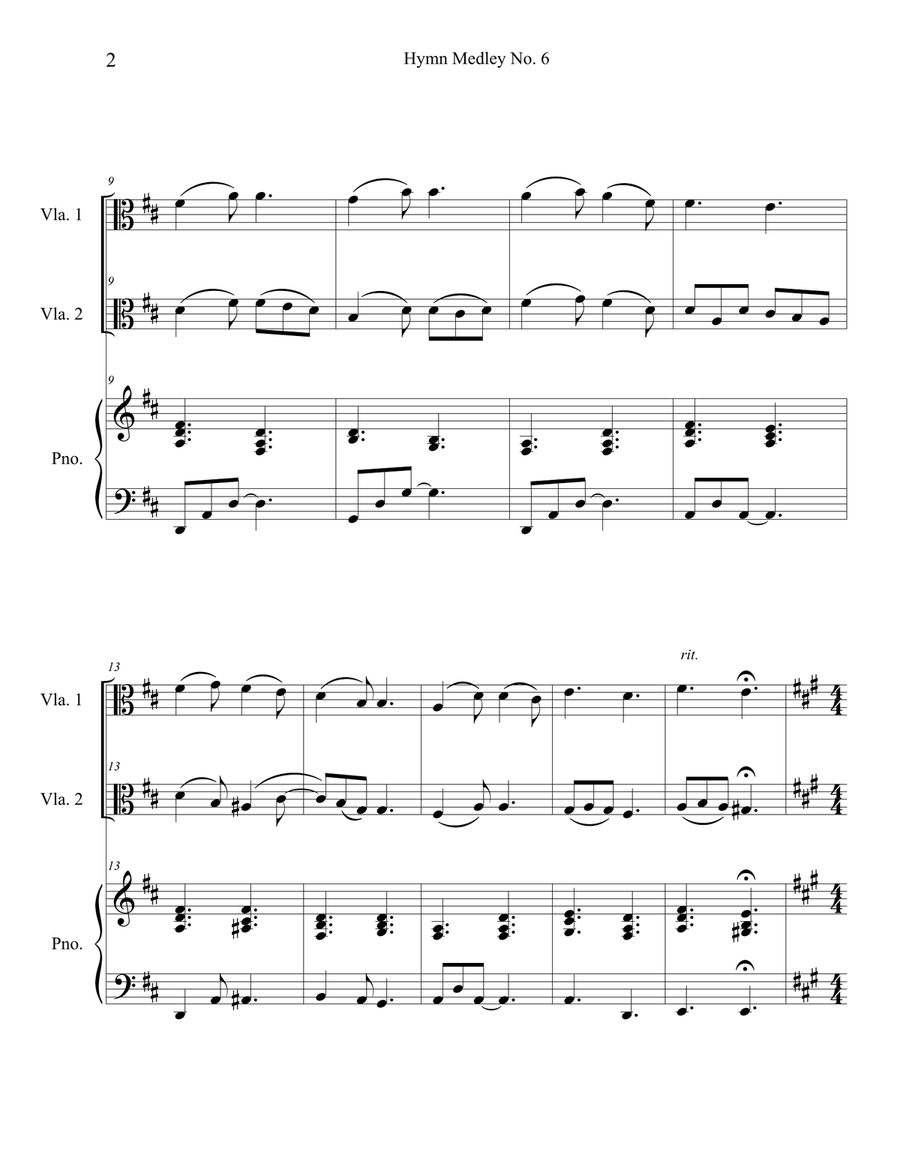 Hymn Medley No. 6 (Viola Duet with Piano Accompaniment) String Duet scores gallery preview page 2
