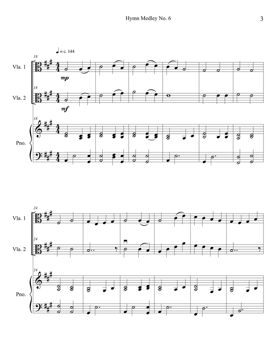 Hymn Medley No. 6 (Viola Duet with Piano Accompaniment) String Duet scores gallery preview page 3