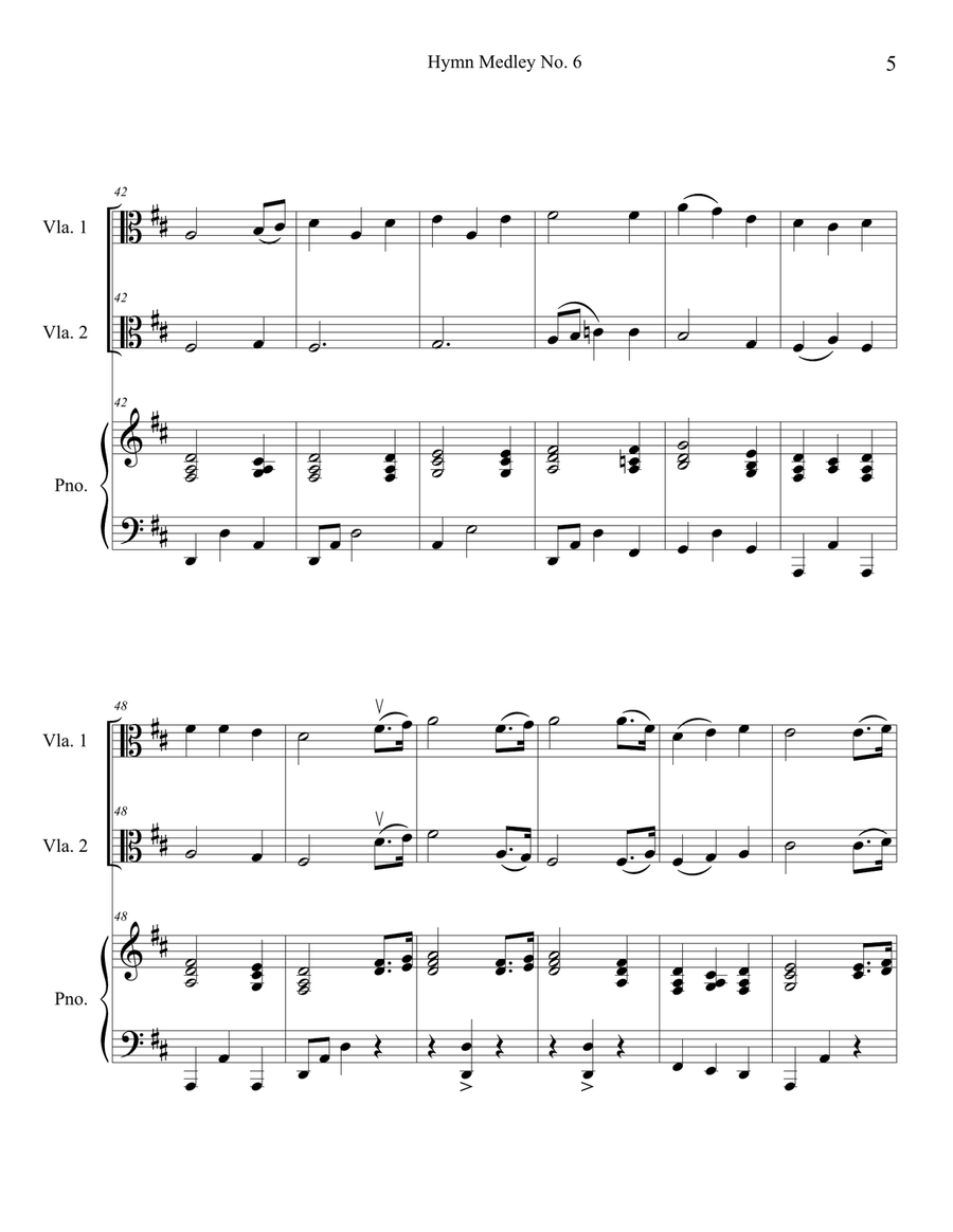 Hymn Medley No. 6 (Viola Duet with Piano Accompaniment) String Duet scores gallery preview page 5