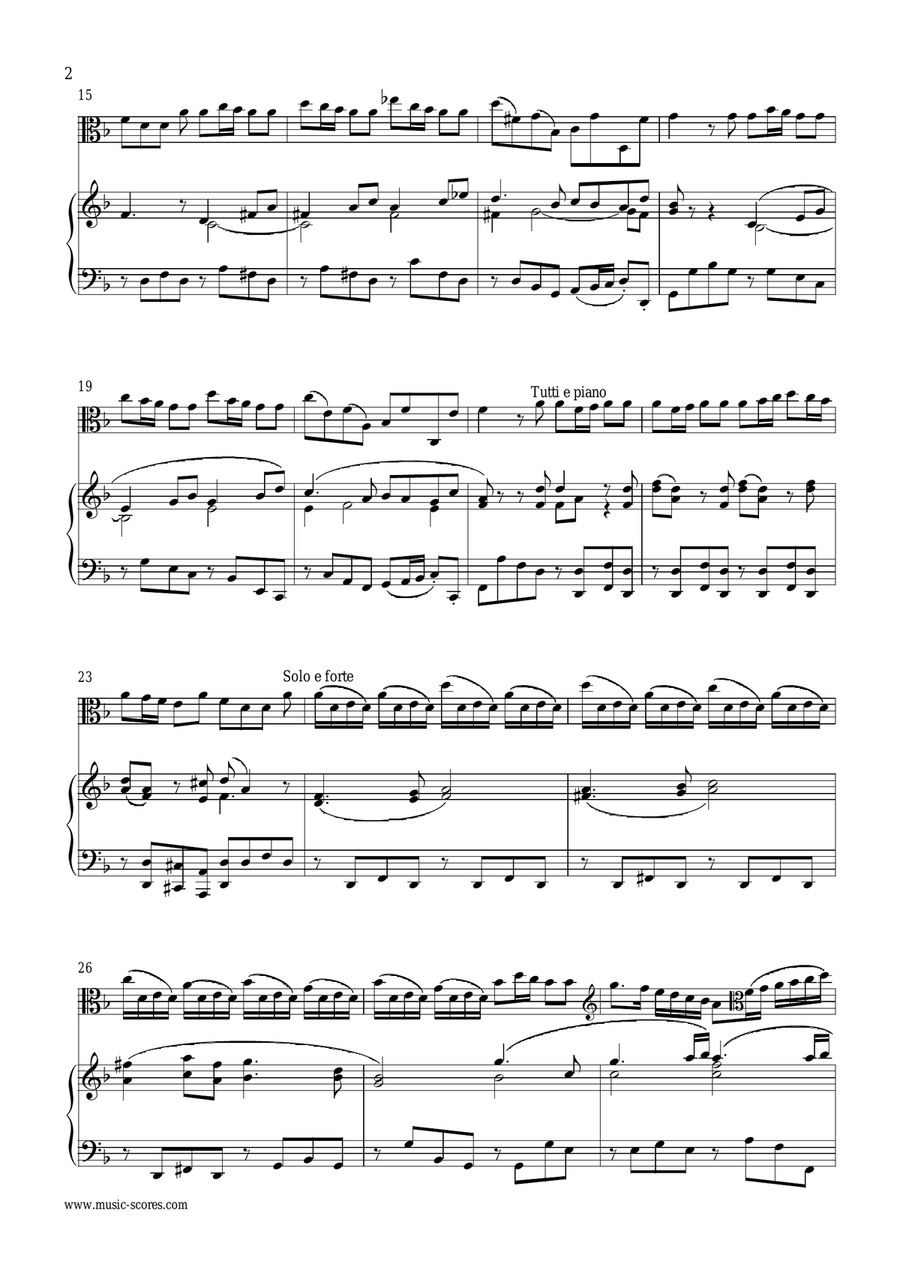 Vivaldi: 1st Movement of Violin Concerto in A minor: Op.3, No.6: Viola and Piano Violin Solo scores gallery preview page 2