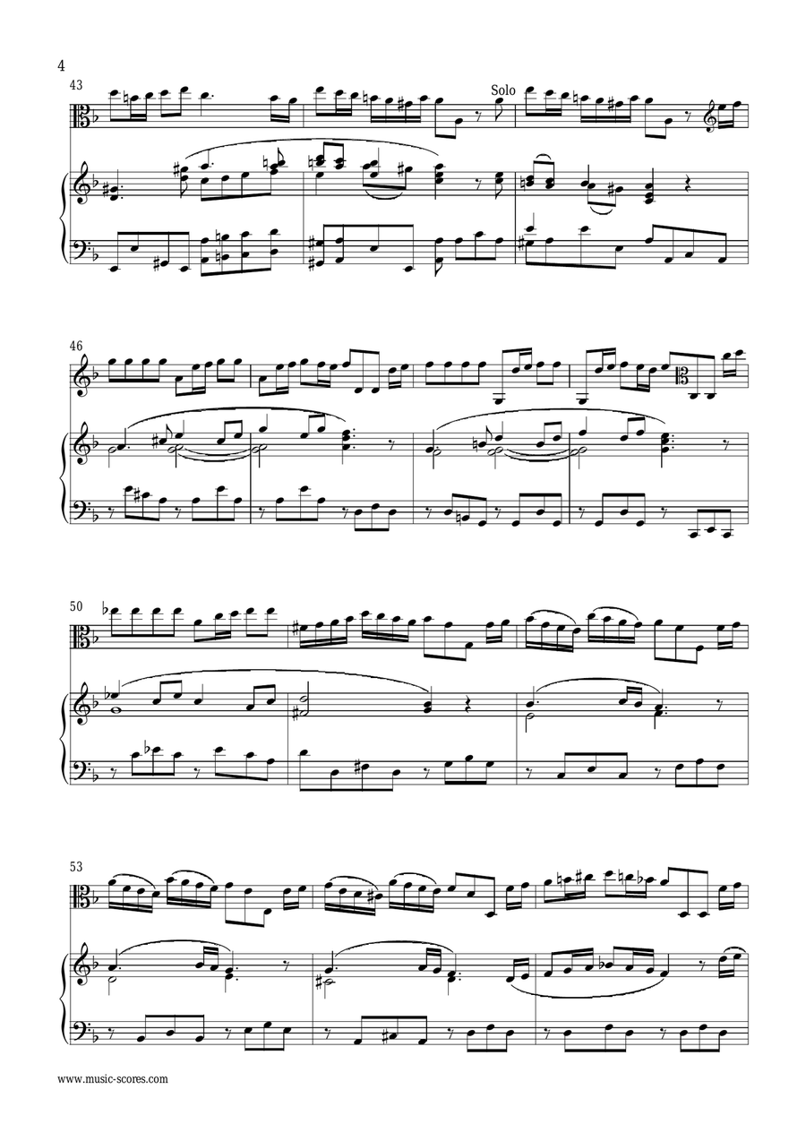 Vivaldi: 1st Movement of Violin Concerto in A minor: Op.3, No.6: Viola and Piano Violin Solo scores gallery preview page 4
