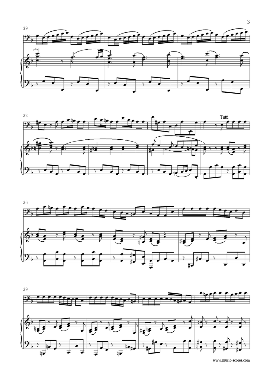 Vivaldi: 1st Movement of Violin Concerto in A minor: Op.3, No.6: Cello and Piano Piano Trio scores gallery preview page 3
