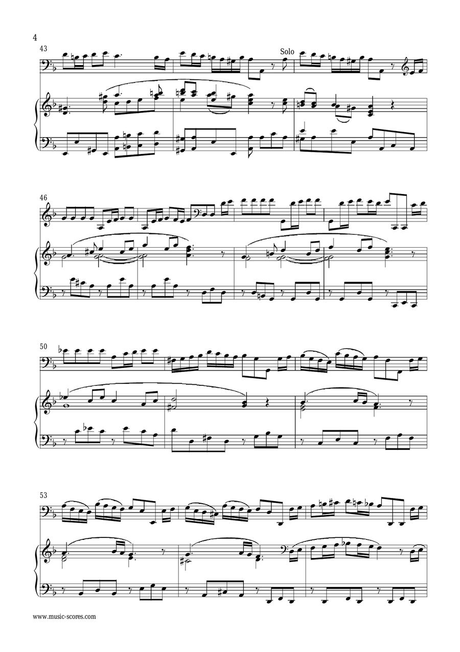 Vivaldi: 1st Movement of Violin Concerto in A minor: Op.3, No.6: Cello and Piano Piano Trio scores gallery preview page 4