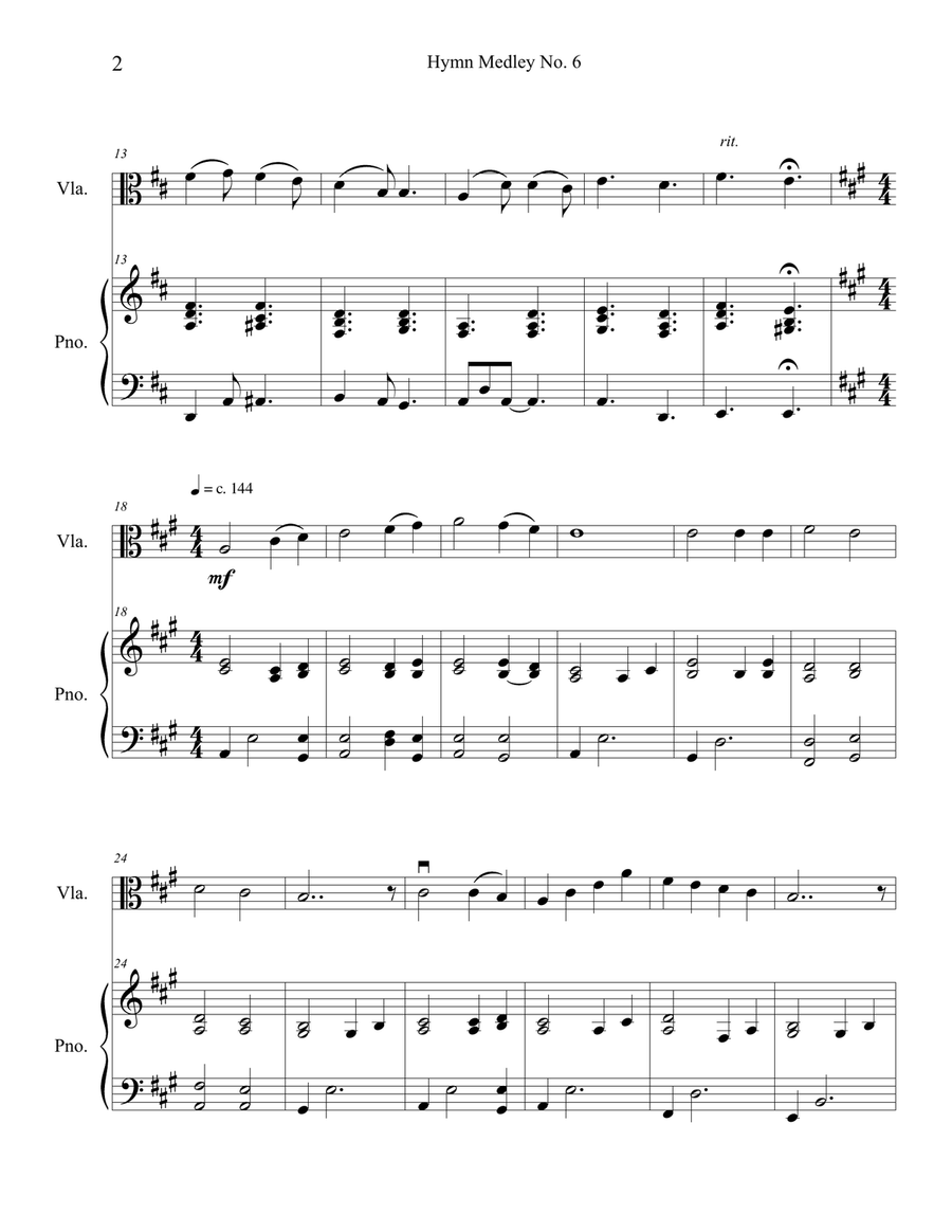 Hymn Medley No. 6 (Viola Solo with Piano Accompaniment) Piano scores gallery preview page 2