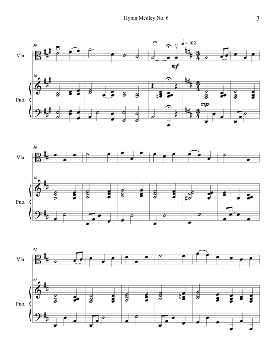 Hymn Medley No. 6 (Viola Solo with Piano Accompaniment) Piano scores gallery preview page 3