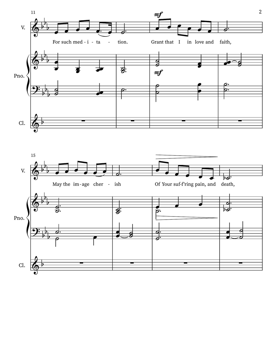 Jesus I Will Ponder Now * Solo or Unison Choir with Clarinet Unison Choir scores gallery preview page 2