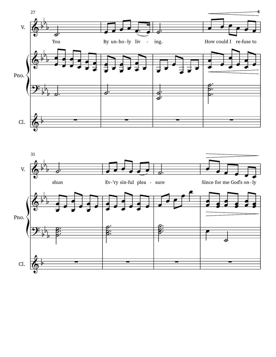 Jesus I Will Ponder Now * Solo or Unison Choir with Clarinet Unison Choir scores gallery preview page 4