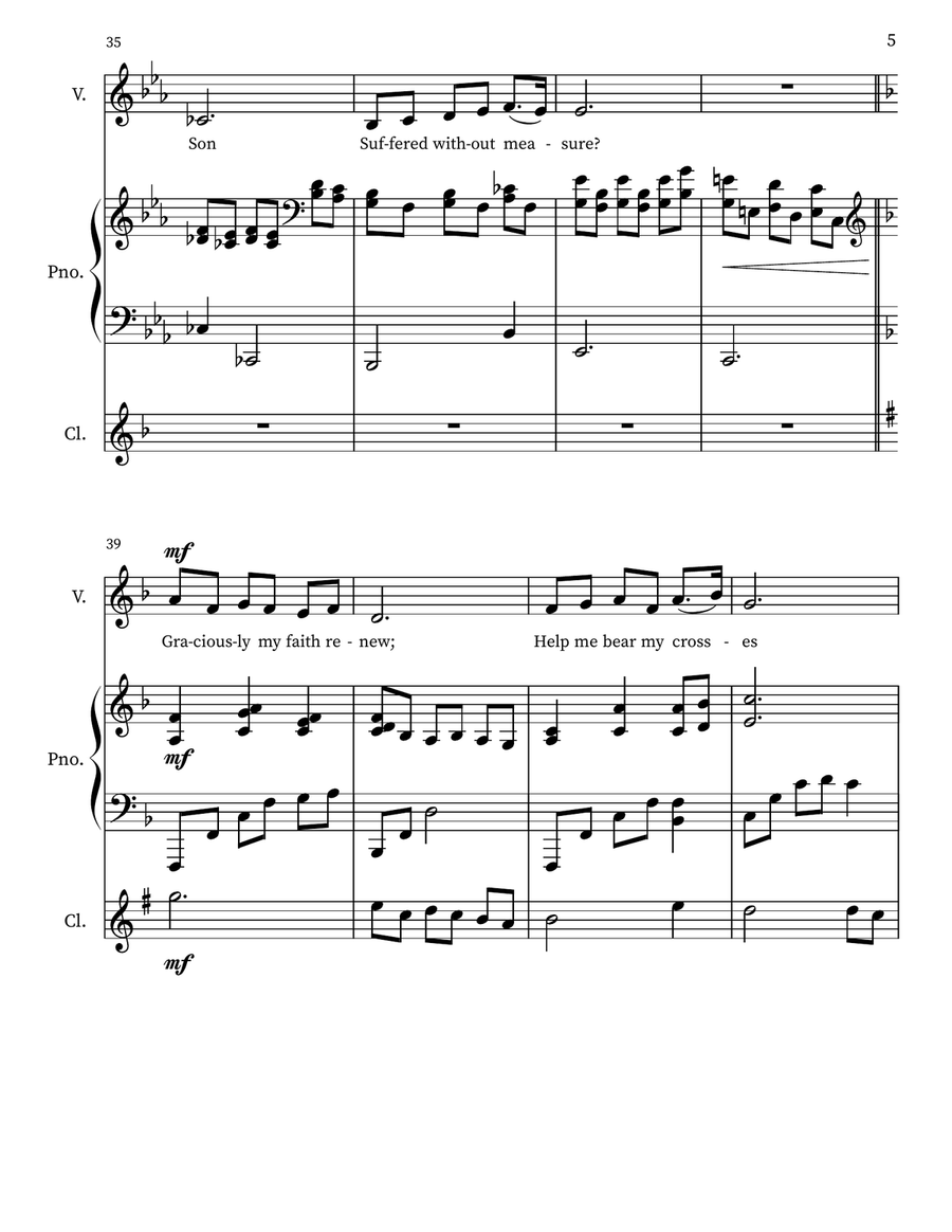 Jesus I Will Ponder Now * Solo or Unison Choir with Clarinet Unison Choir scores gallery preview page 5