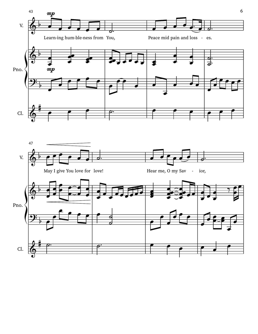 Jesus I Will Ponder Now * Solo or Unison Choir with Clarinet Unison Choir scores gallery preview page 6