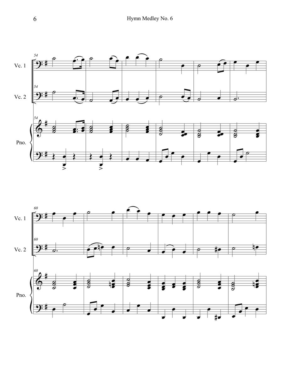 Hymn Medley No. 6 (Cello Duet with Piano Accompaniment) String Duet scores gallery preview page 6