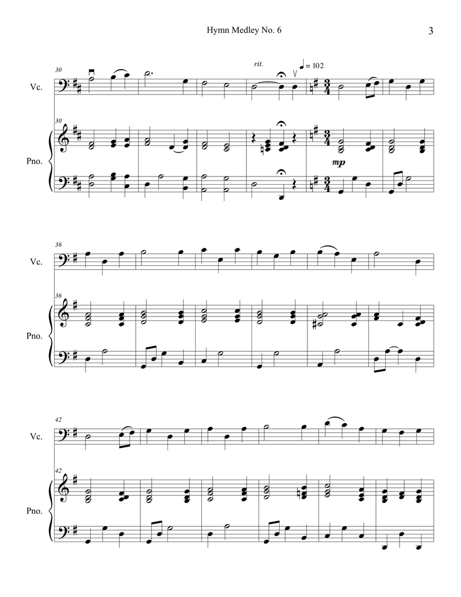 Hymn Medley No. 6 (Cello Solo with Piano Accompaniment) Piano scores gallery preview page 3