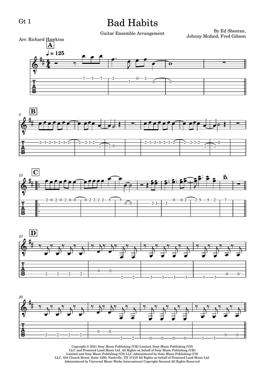 Bad Habits Guitar Ensemble scores gallery preview page 6